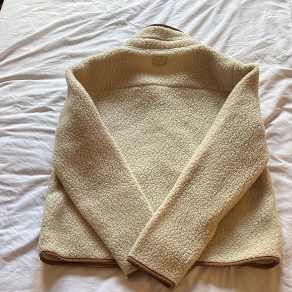 J. Crew Cream Teddy Jacket with Brown Trim - Picture 2 of 4